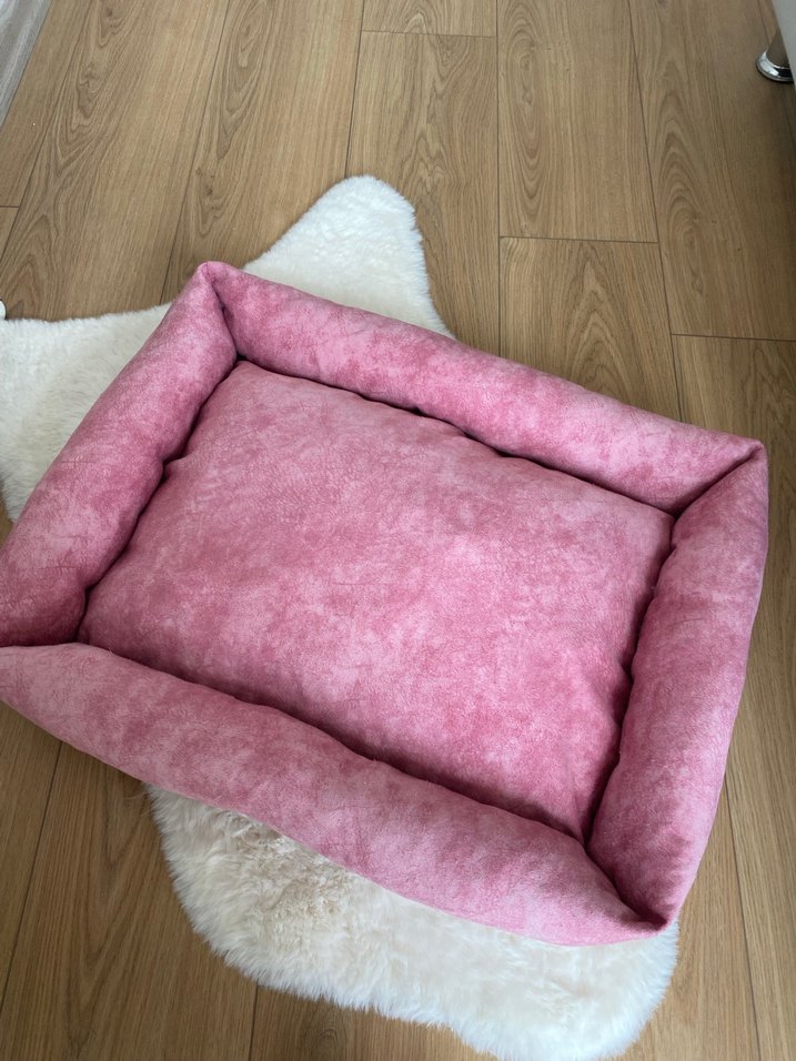 Pembe Kadife Köpek Kedi Yatağı - Görsel 2