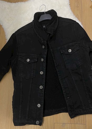 Siyah Kadın Kot Ceket, Kürklü - Görsel 5