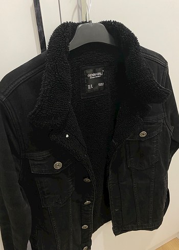 Siyah Kadın Kot Ceket, Kürklü - Görsel 4