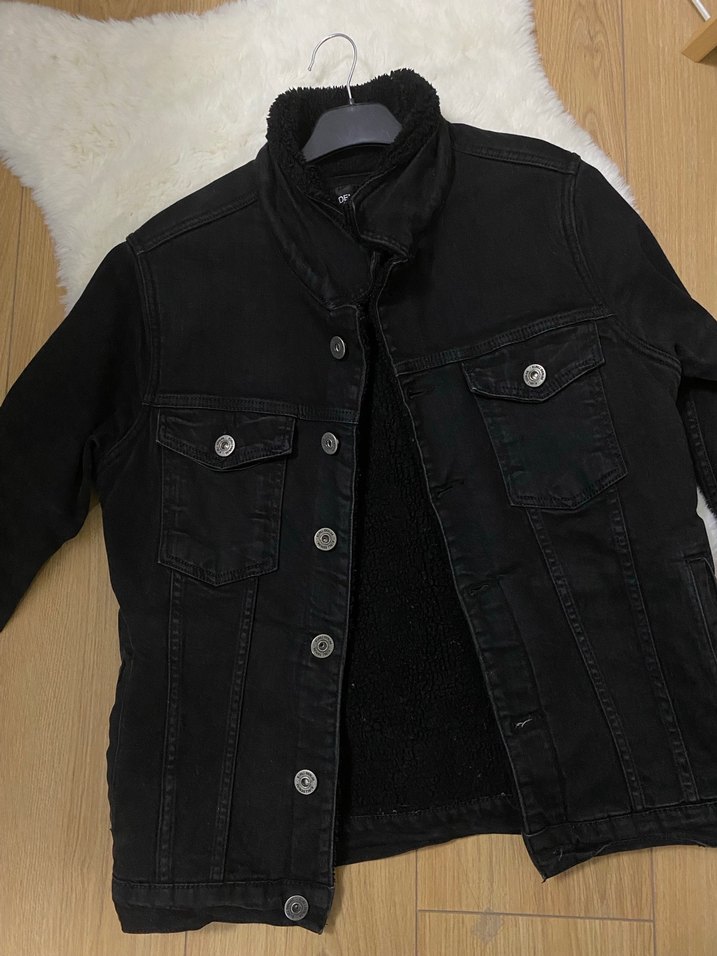 Siyah Kadın Kot Ceket, Kürklü - Görsel 5