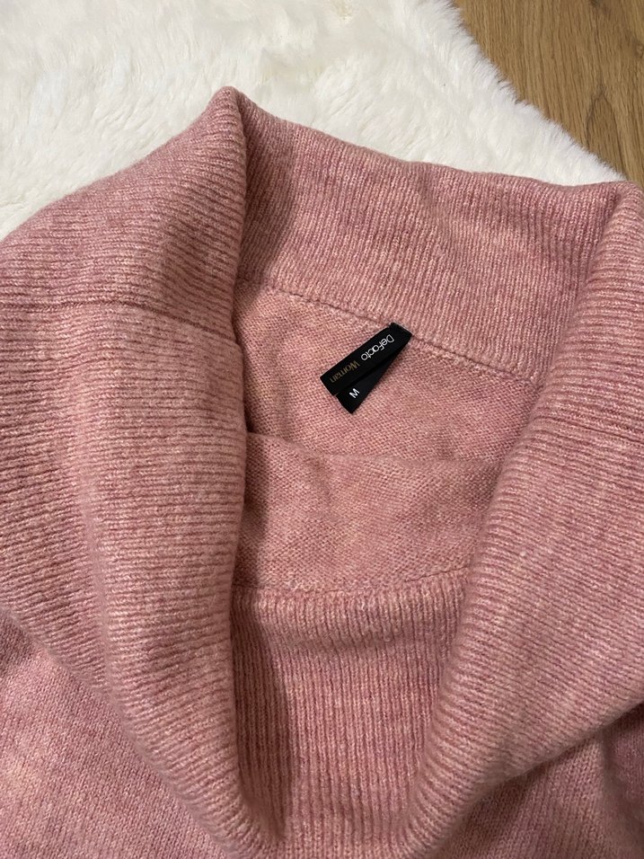 Pembe Triko Kayık Madonna Yaka Kadın Kazak - Görsel 4