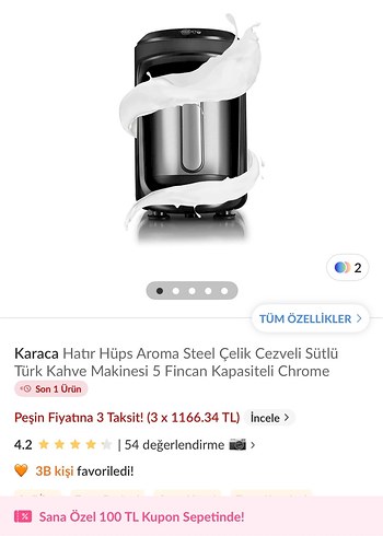 Karaca Beyaz Sütlü Kahve Makinesi Hatır hüps - Görsel 5