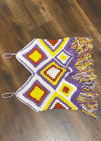 Renkli Nakışlı Kız Çocuk Örgü Panço - Görsel 3