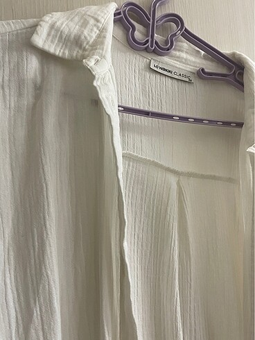 Beyaz müslin uzun gömlek - Görsel 2