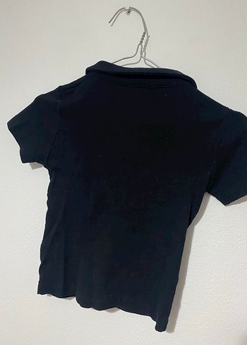 m Beden Kadın Siyah Kısa Kollu Polo Yaka Tişört