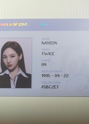 Formula of Love Nayeon Fol Id Card