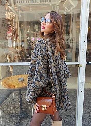 m Beden TWİST MODEL ASTARLI KABAN CEKET (LEOPAR)