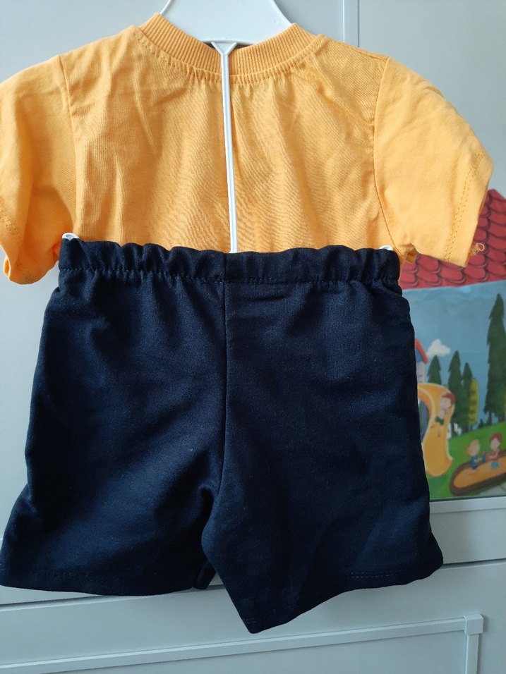 Erkek Çocuk Sarı Baskılı Kısa Kollu Tişört sort takım - Görsel 2