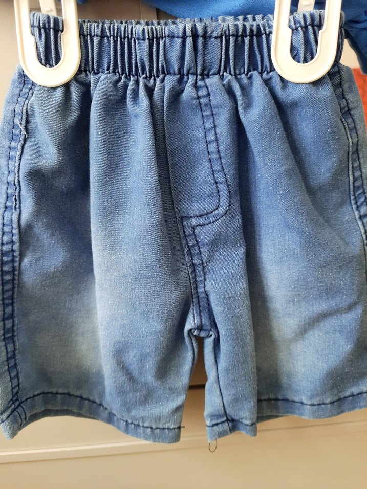 Mavi Baskılı Kot  şortlu Bebek Erkek Takımı - Görsel 2