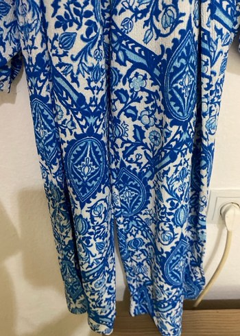 Diğer Mavi Batik Desenli V Yaka Bohem takım