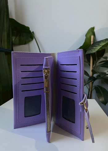 Pastel Mor Deri Tokalı Kadın Cüzdanı - Görsel 4