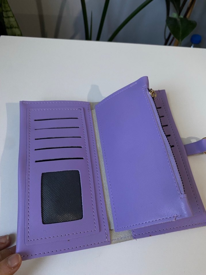 Pastel Mor Deri Tokalı Kadın Cüzdanı - Görsel 3