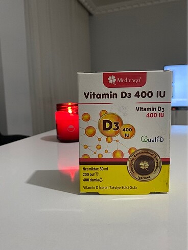  Beden Medicago Vitamin D3 400 IU 20 mcg Vitamin D3