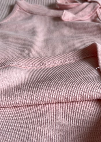 Pembe Halter Yaka crop top - Görsel 3