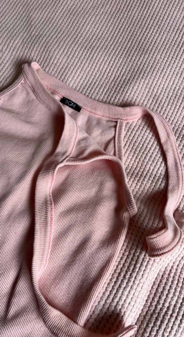 Pembe Halter Yaka crop top - Görsel 5