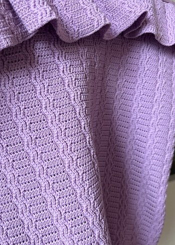 Mor Örgü Fırfır askılı crop top - Görsel 2