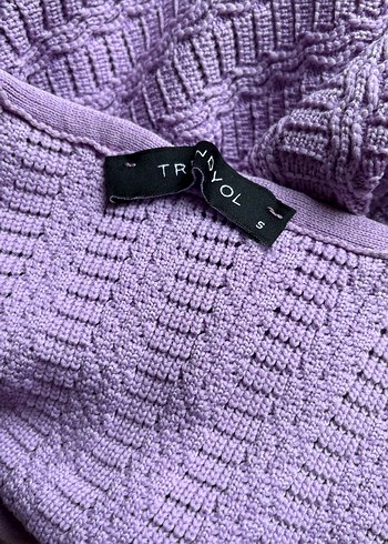 Mor Örgü Fırfır askılı crop top - Görsel 3