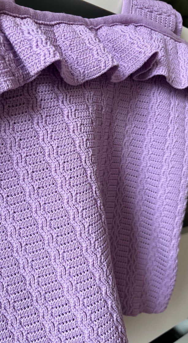 Mor Örgü Fırfır askılı crop top - Görsel 2