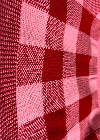 Pembe Kareli Örgü Askılı crop top - Görsel 3