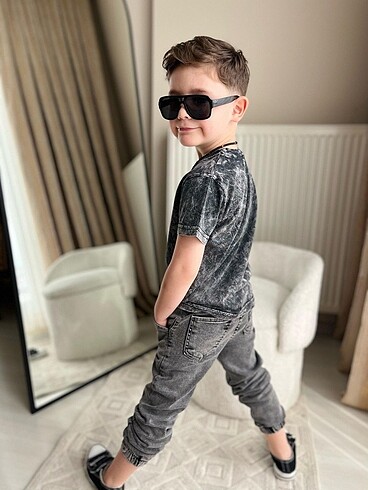 Boyboy yıkamalı kot takım - Görsel 5