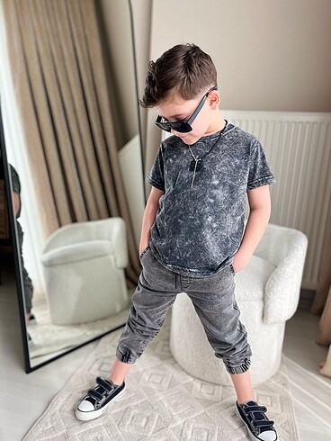 Boyboy yıkamalı kot takım - Görsel 4