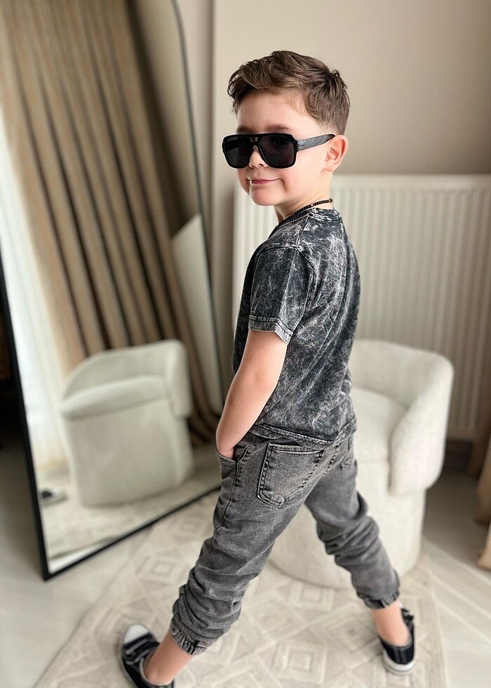 Boyboy yıkamalı kot takım - Görsel 5