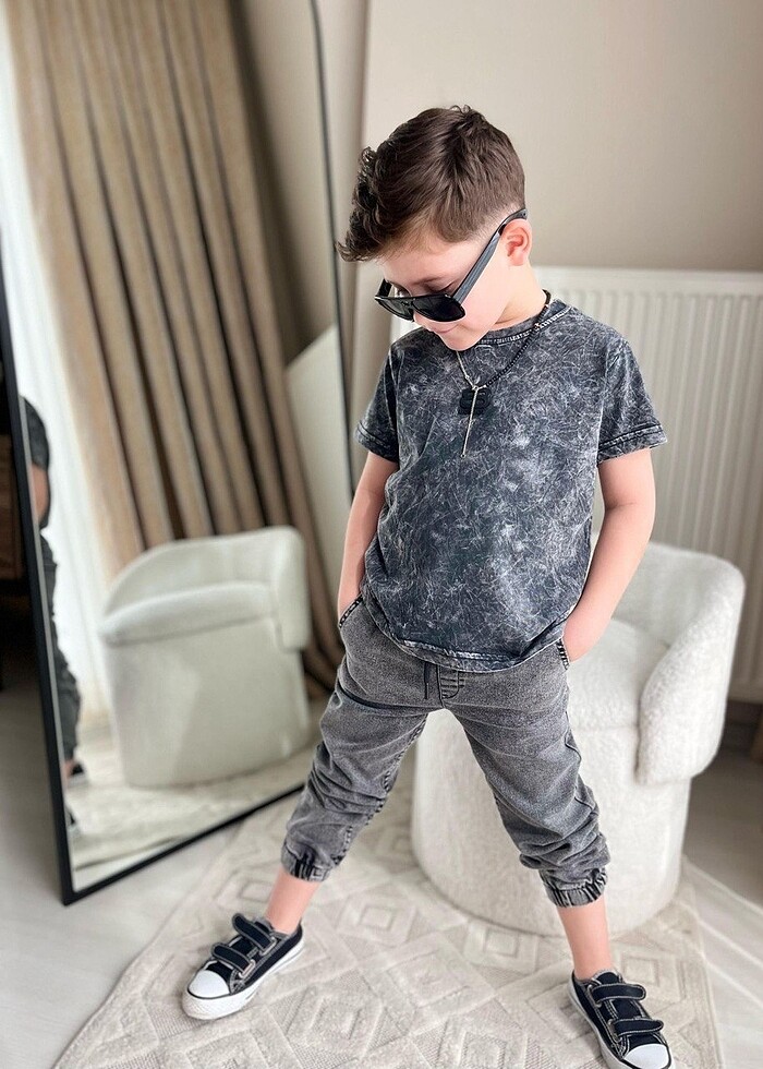 Boyboy yıkamalı kot takım - Görsel 4