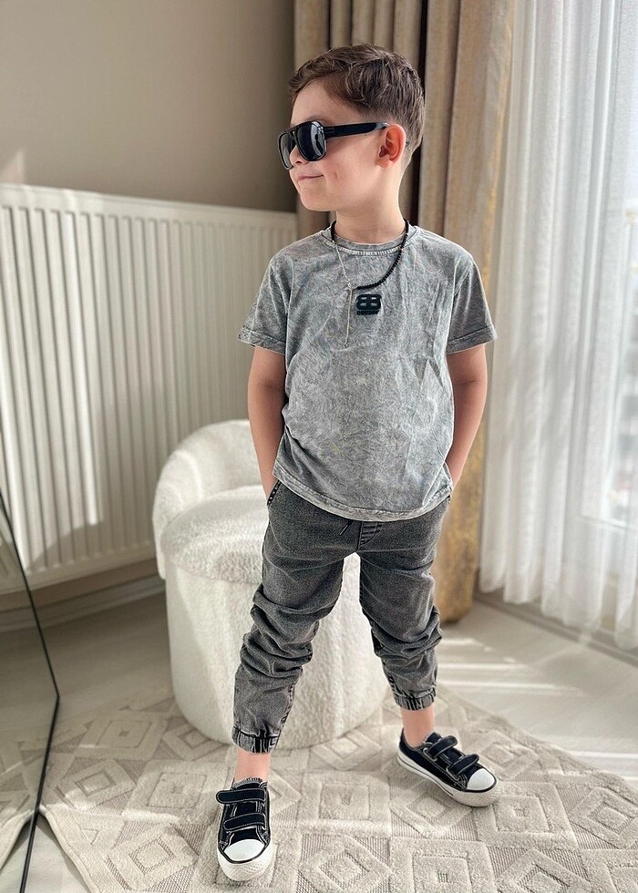 Boyboy yıkamalı kot takım - Görsel 3