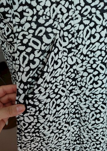 Uzun Kollu Gri Desenli Elbise - Görsel 4