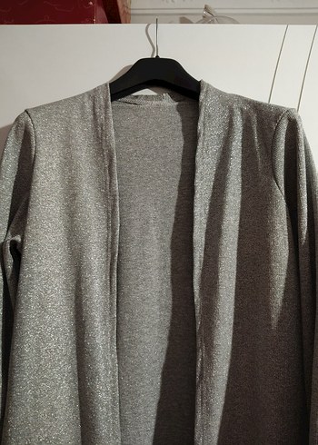 Gri Uzun Kadın Hırka - Görsel 2