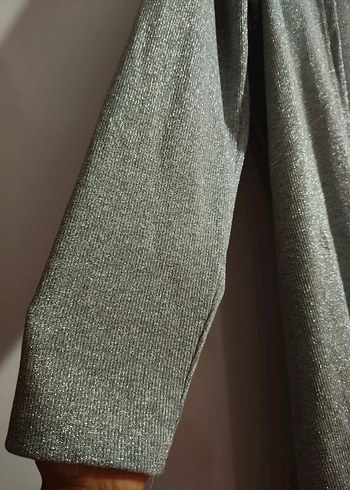 Gri Uzun Kadın Hırka - Görsel 3