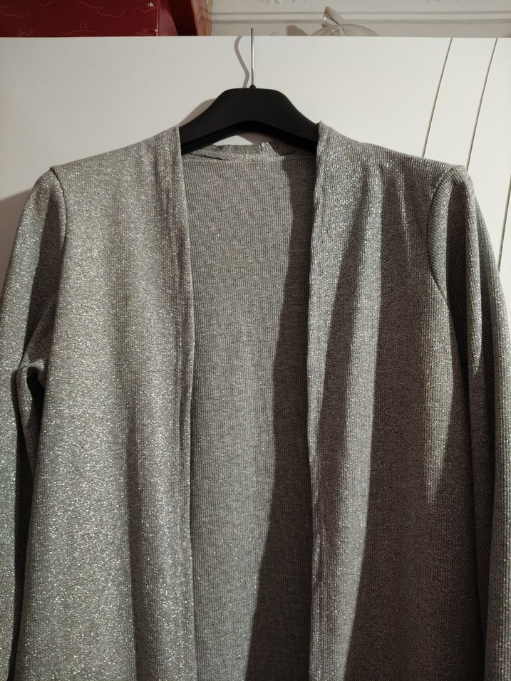 Gri Uzun Kadın Hırka - Görsel 2