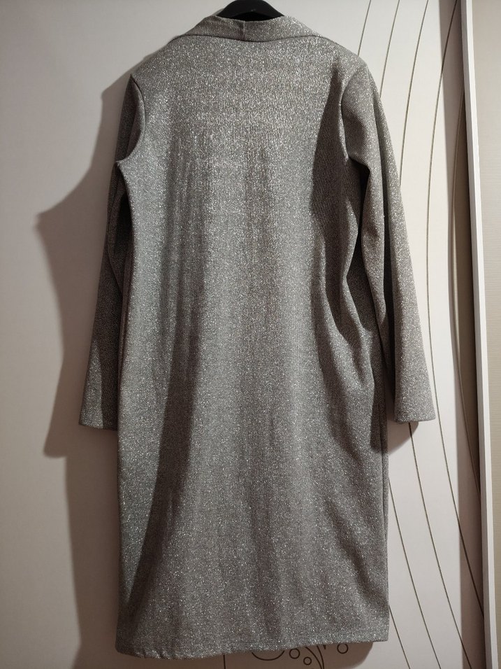 Gri Uzun Kadın Hırka - Görsel 5