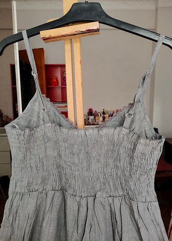 Gri Askılı Uzun günlük elbise - Görsel 3