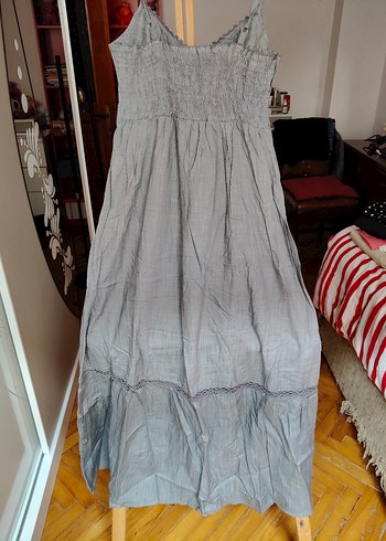 Gri Askılı Uzun günlük elbise - Görsel 4