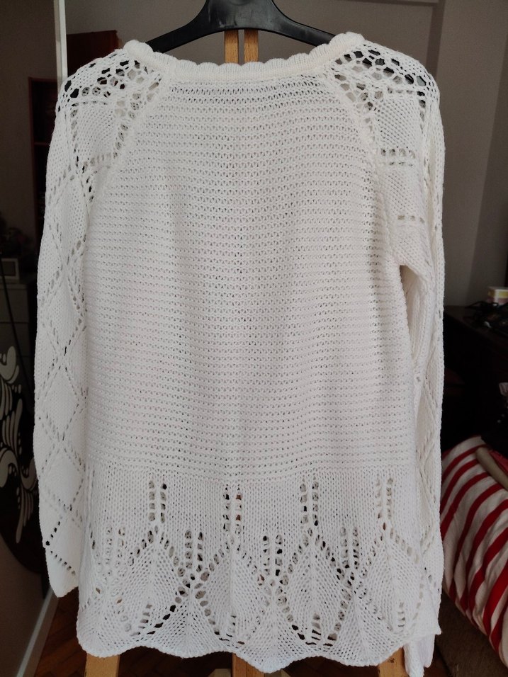 Bohem Beyaz Örgü Kadın Kazak - Görsel 3