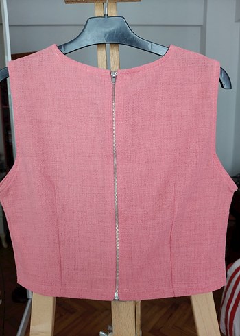 Kolsuz pembe Keten crop - Görsel 3