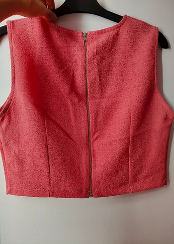 Kolsuz pembe Keten crop - Görsel 4