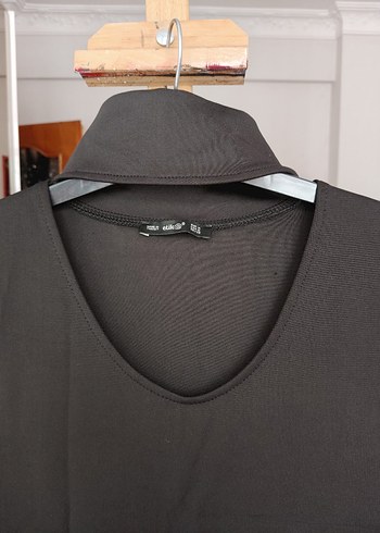 Gri Uzun Kollu Yüksek Yakalı Kadın Elbise - Görsel 3