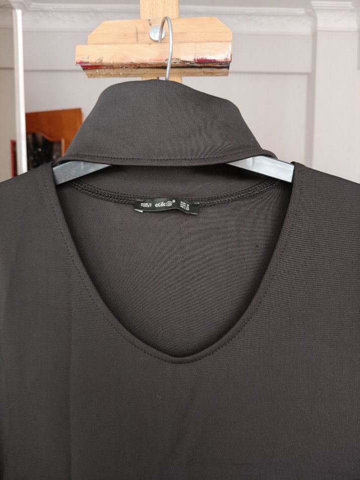 Gri Uzun Kollu Yüksek Yakalı Kadın Elbise - Görsel 3