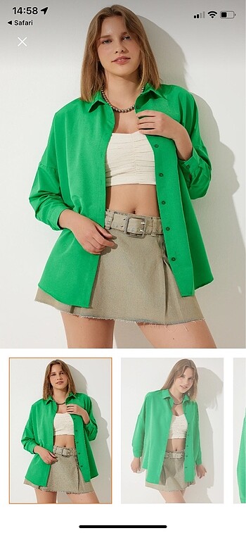 Yesil oversize gomlek