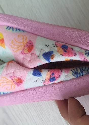 Kız Çocuk Pembe Polar Terlik Velcro Pop Art - Görsel 4