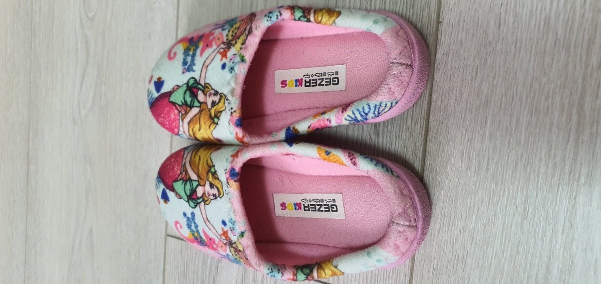 Kız Çocuk Pembe Polar Terlik Velcro Pop Art - Görsel 2