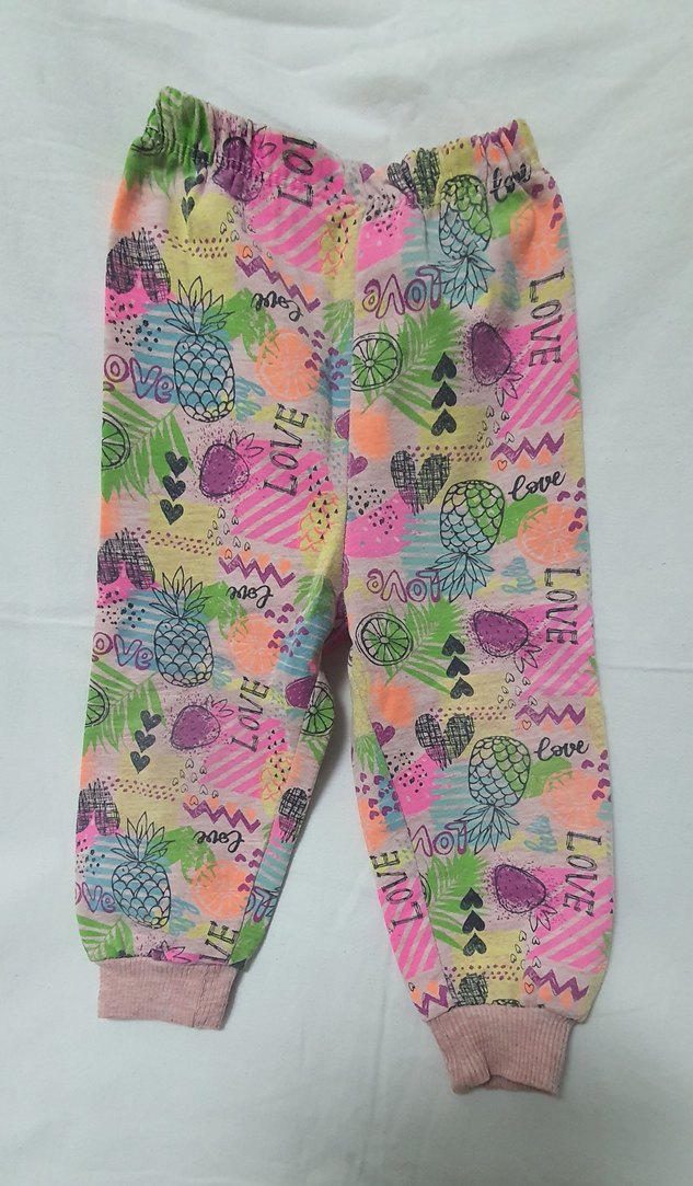 Kız Çocuk Renkli Baskılı Dantel Detaylı Pantolon - Görsel 2