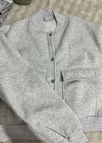 Düğmeli Gri Kadın Ceket - Görsel 2