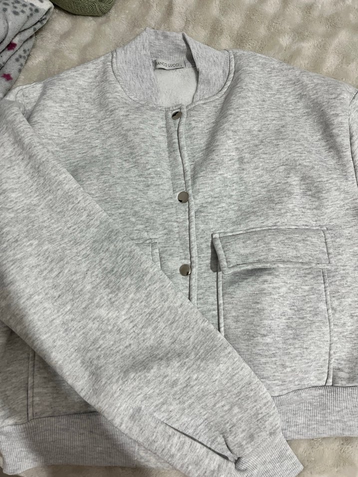 Düğmeli Gri Kadın Ceket - Görsel 2