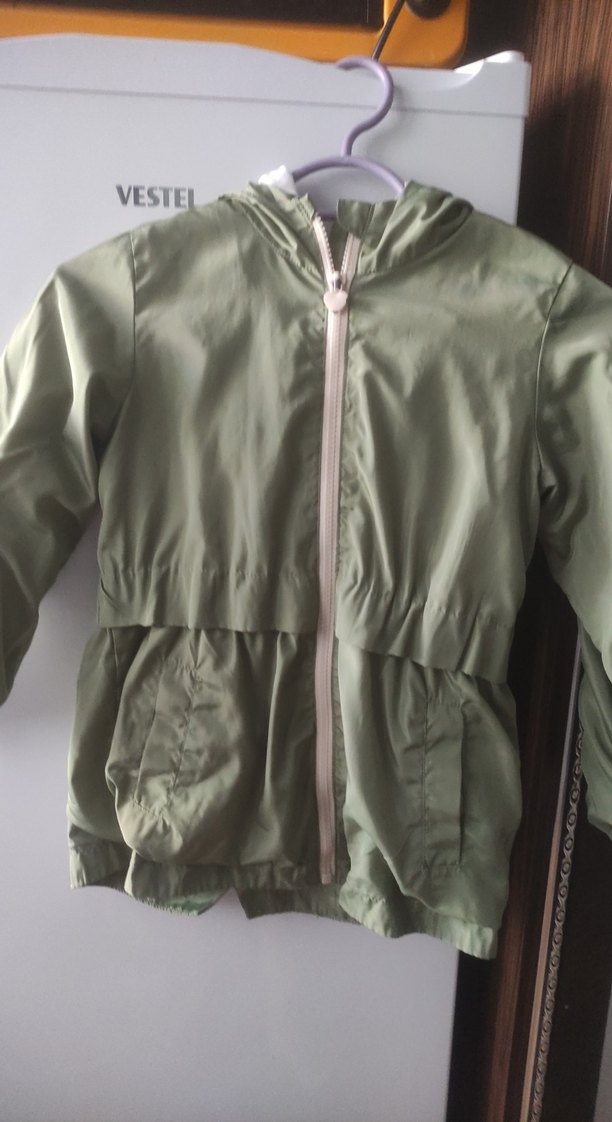 Kız Çocuk Haki Fermuarlı Yağmurluk - Görsel 2