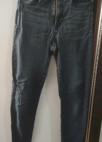 lacivert Kemerli Kadın Kot Pantolon - Görsel 2