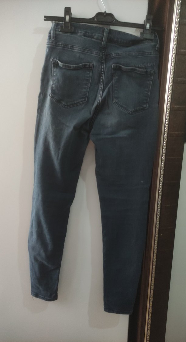 lacivert Kemerli Kadın Kot Pantolon - Görsel 4