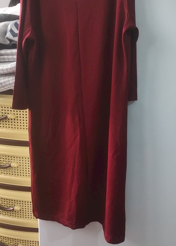 Bordo Kadın Uzun Kollu Triko Elbise - Görsel 5